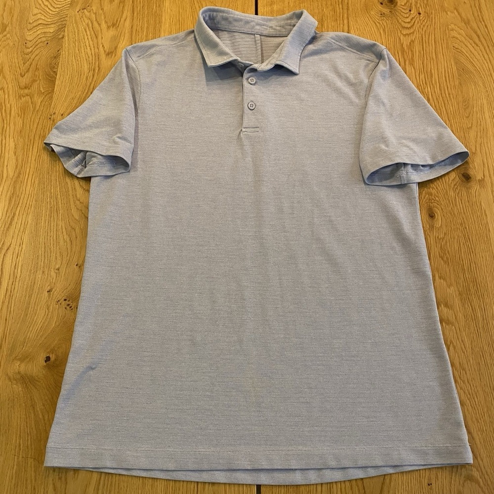 Lululemon Evolution Polo Shirt Men's Medium Light Blue Golf Athletic Stretch
